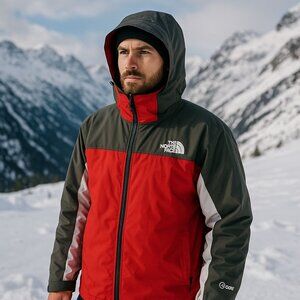 North Face Jacket Summit Series Gore-Tex XL Red Gray Waterproof Outdoor Hiking